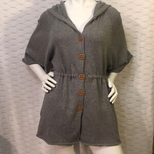 Anthro Sparrow Grey Sweater with Zipper Hoodie  S